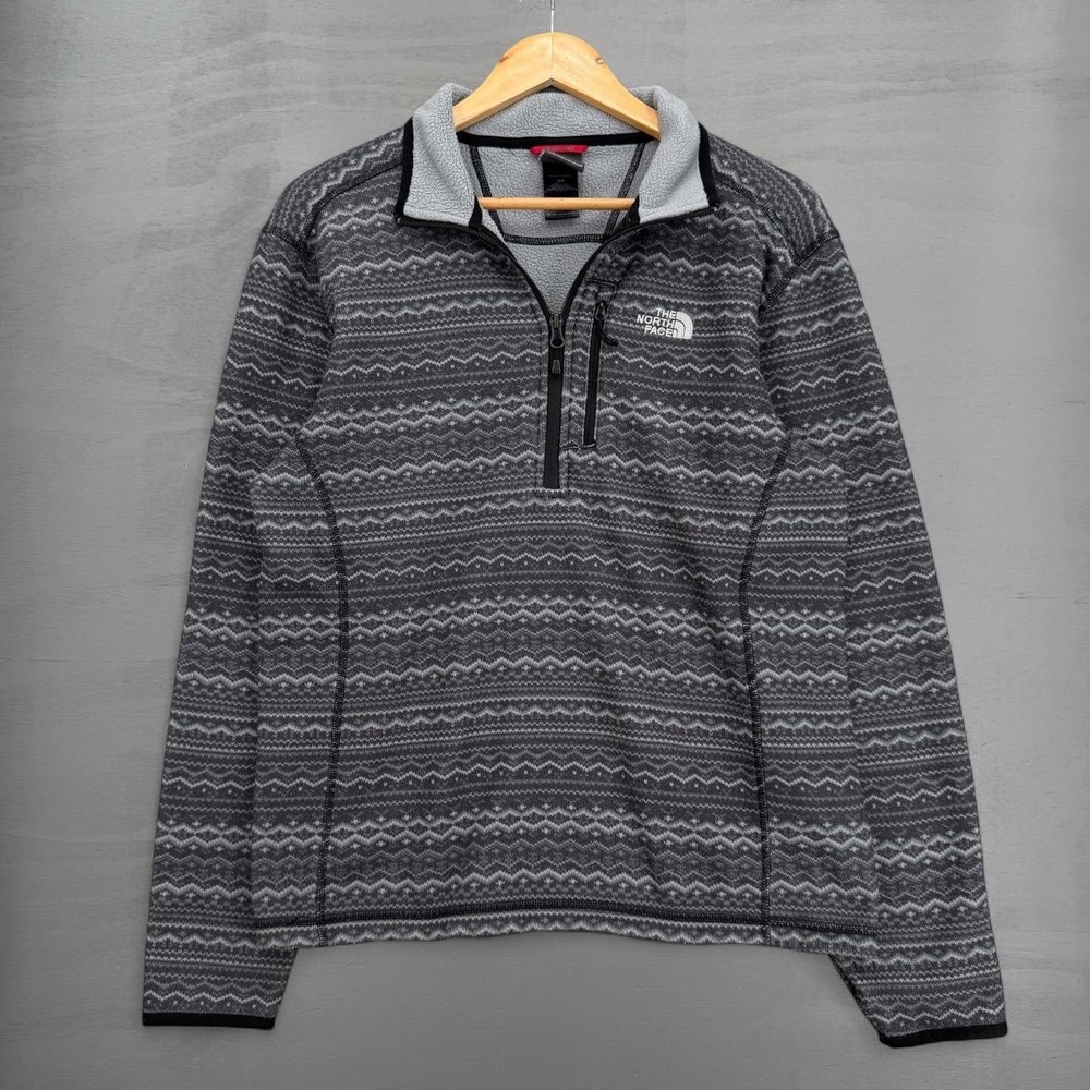 The North Face Aztec Fleece Pullover Grey Fair Isle Quarter Zip‎ Small